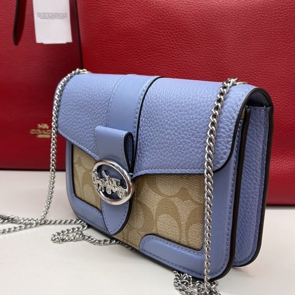 Coach Georgie Crossbody In Signature Canvas Light Khaki / Marble Blue - Picture 5 of 16